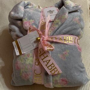 Shabby Chic Gray Pajama Set with Pink Floral Accents